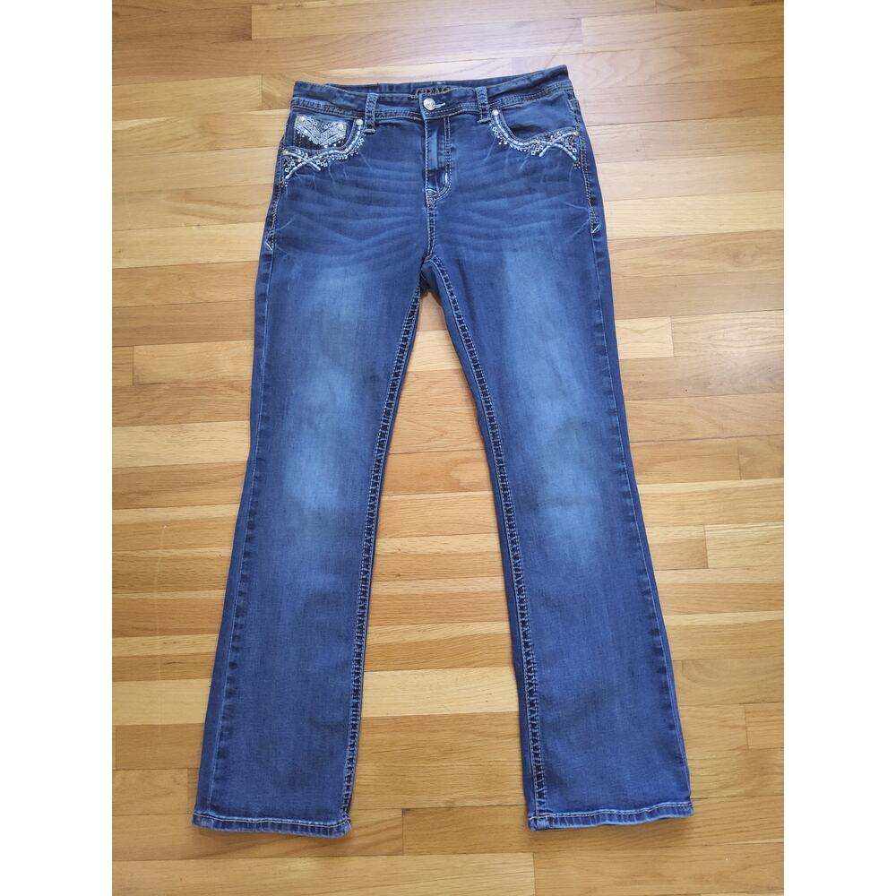 Grace in LA Bootcut Jeans Embellished Back Pockets Stretch Denim Women